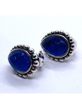 Lagos Caviar Doublet Maya Blue Stone Earrings 22.5 x 17.2mm